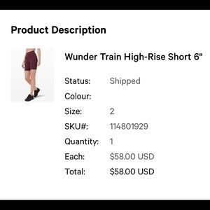 Lululemon high waisted wunder train 6inch shorts